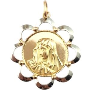 18 Karat Yellow and White Gold Blessed Mother Pendant #21273